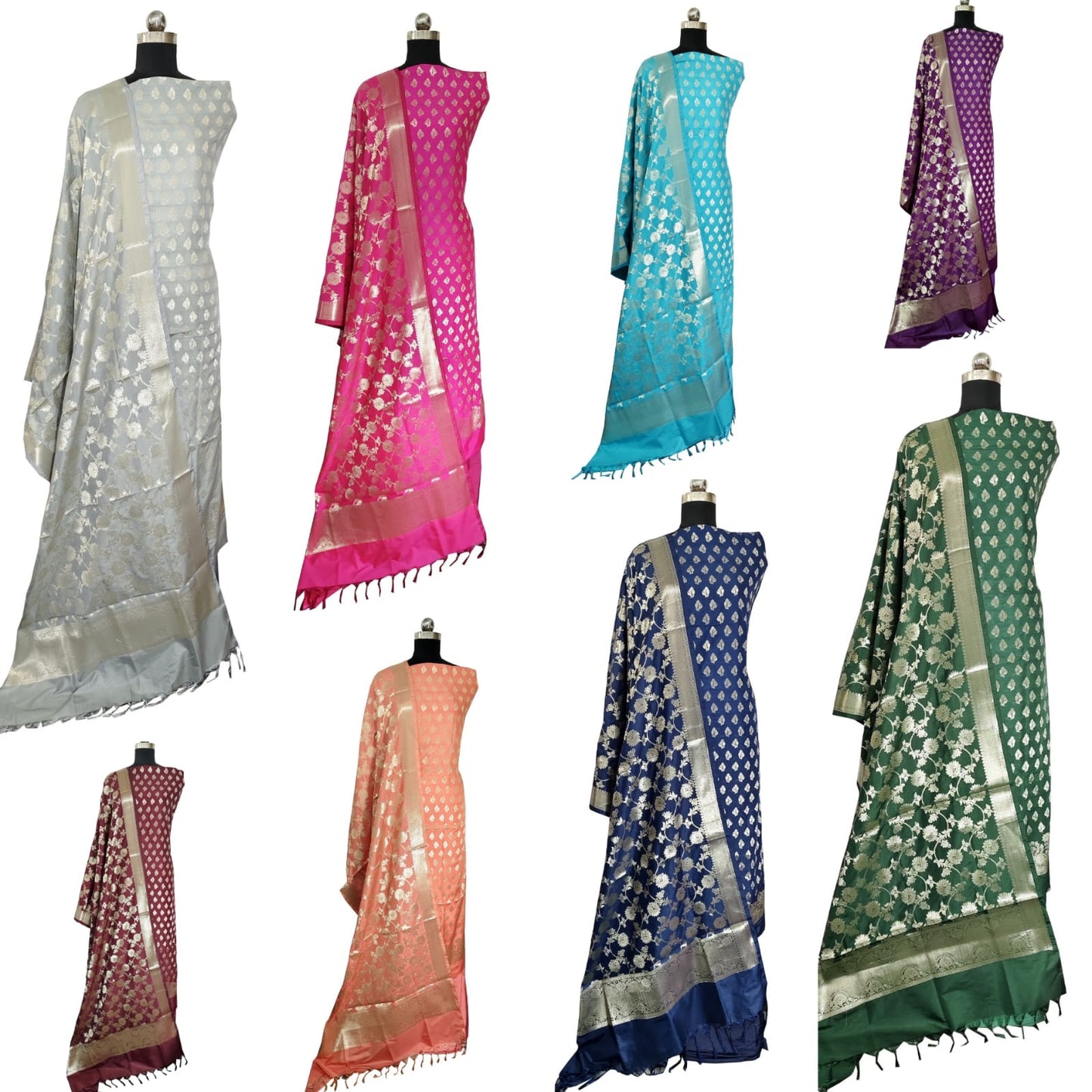 Ahamaura semi Banarasi katan zari work suit