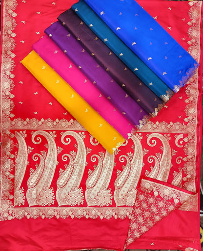 Ahamaura Gold Jacquard Mashru Silk Banarasi Saree for Women