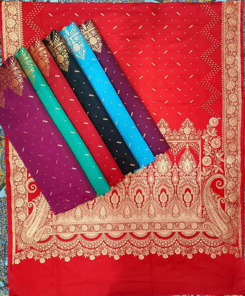 Ahamaura Gold Jacquard Mashru Silk Banarasi Saree for Women