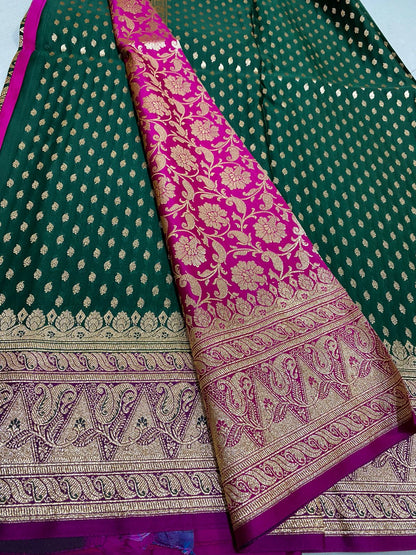 Ahamaura Banarasi Jacquard Weaving Saatan Silk Saree