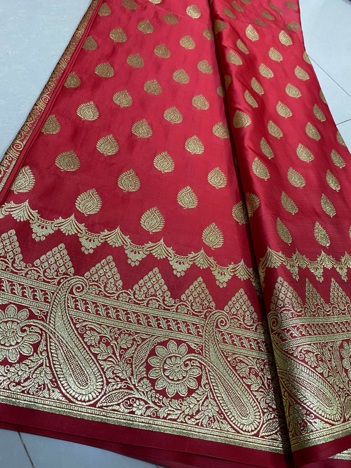 Ahamaura Banarasi Jacquard Weaving Saatan Silk Saree