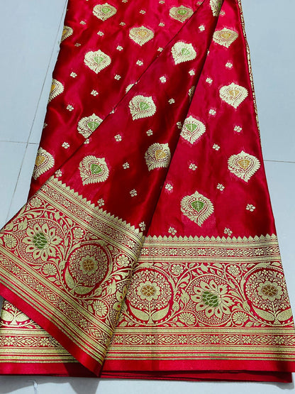 Ahamaura Banarasi Jacquard Weaving Saatan Silk Saree