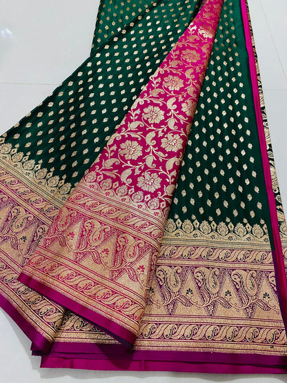 Ahamaura Banarasi Jacquard Weaving Saatan Silk Saree