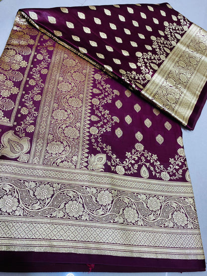 Ahamaura Banarasi Jacquard Weaving Saatan Silk Saree