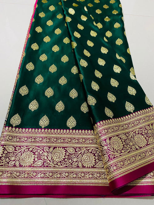 Ahamaura Banarasi Jacquard Weaving Saatan Silk Saree