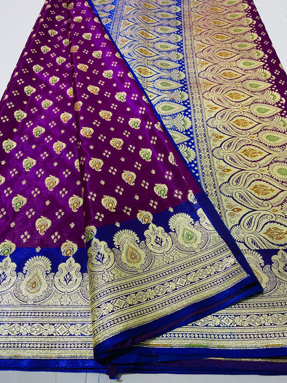 Ahamaura Banarasi Jacquard Weaving Saatan Silk Saree