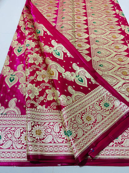 Ahamaura Banarasi Jacquard Weaving Saatan Silk Saree