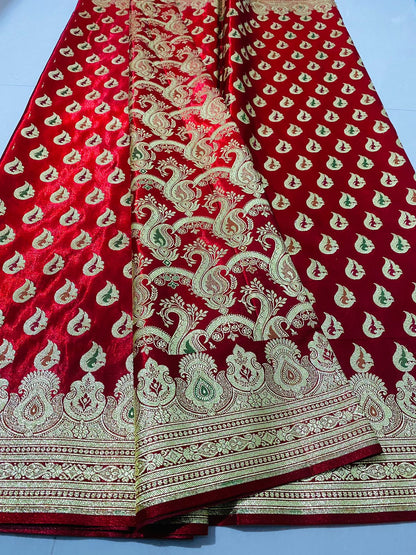 Ahamaura Banarasi Jacquard Weaving Saatan Silk Saree