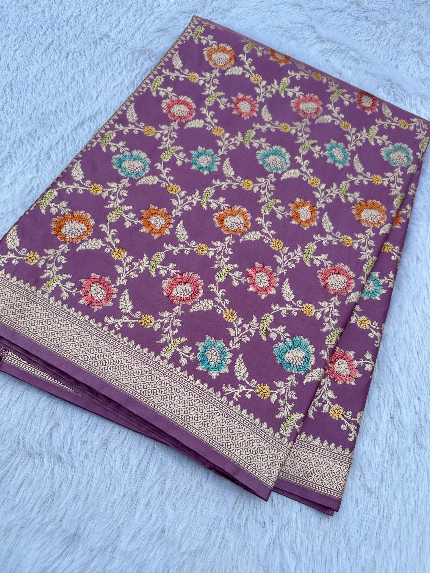 Banarasi Mashru Silk Deyble Hand Brush Saree