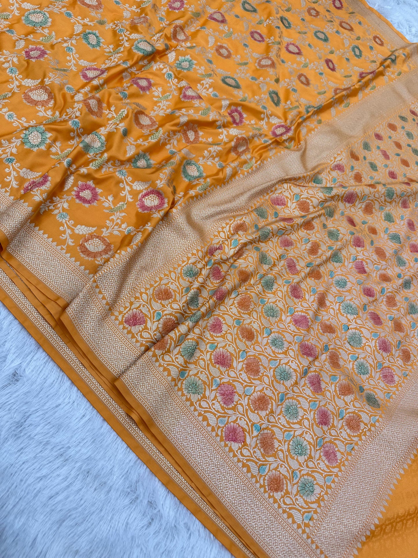 Banarasi Mashru Silk Deyble Hand Brush Saree