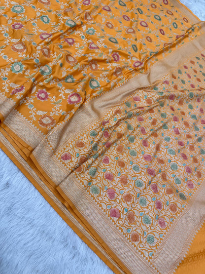 Banarasi Mashru Silk Deyble Hand Brush Saree
