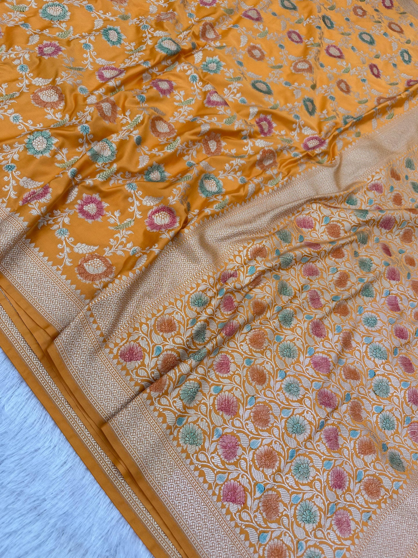Banarasi Mashru Silk Deyble Hand Brush Saree