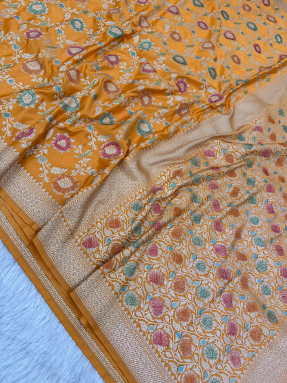Banarasi Mashru Silk Deyble Hand Brush Saree