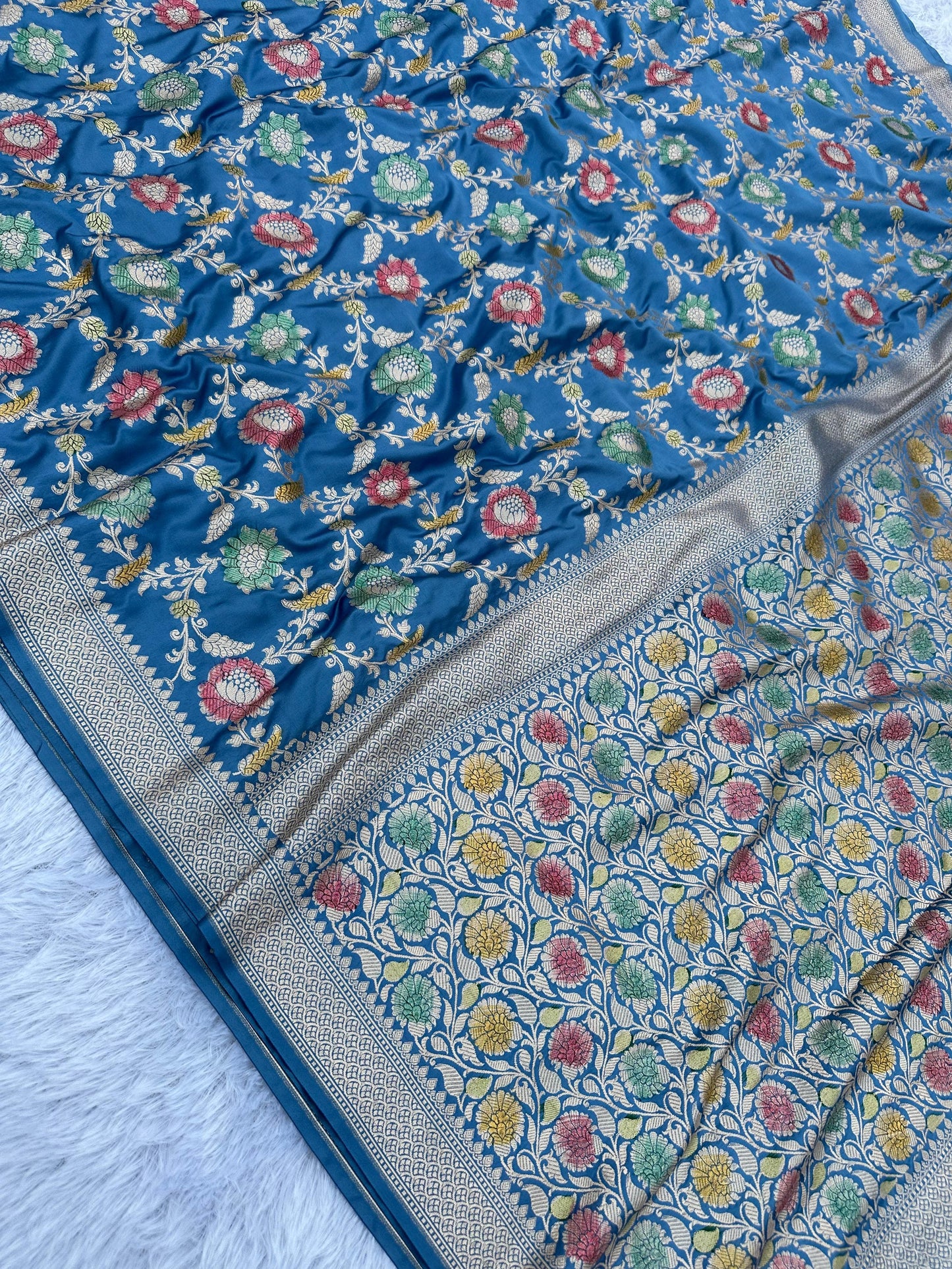 Banarasi Mashru Silk Deyble Hand Brush Saree