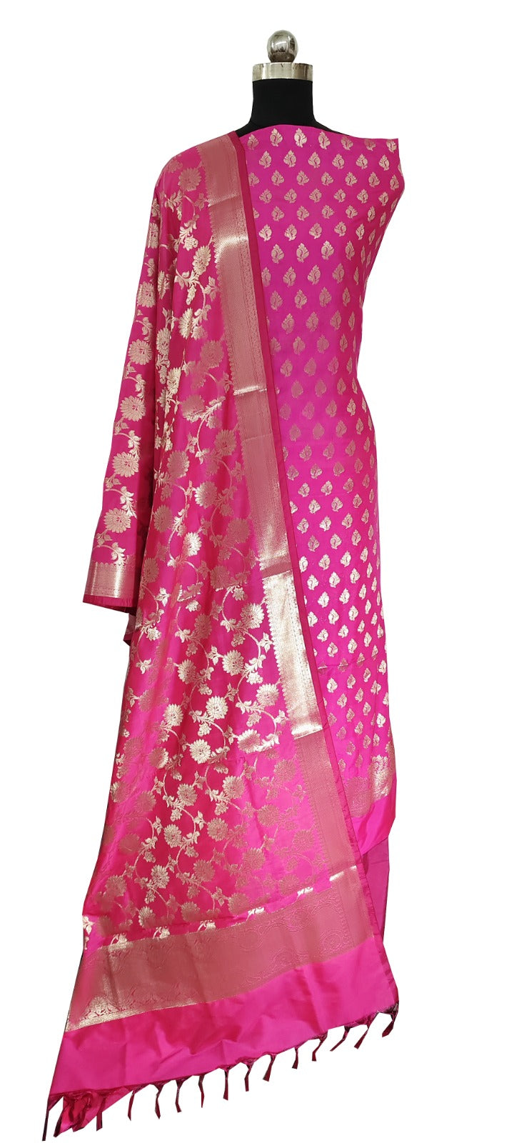 Ahamaura semi Banarasi katan zari work suit