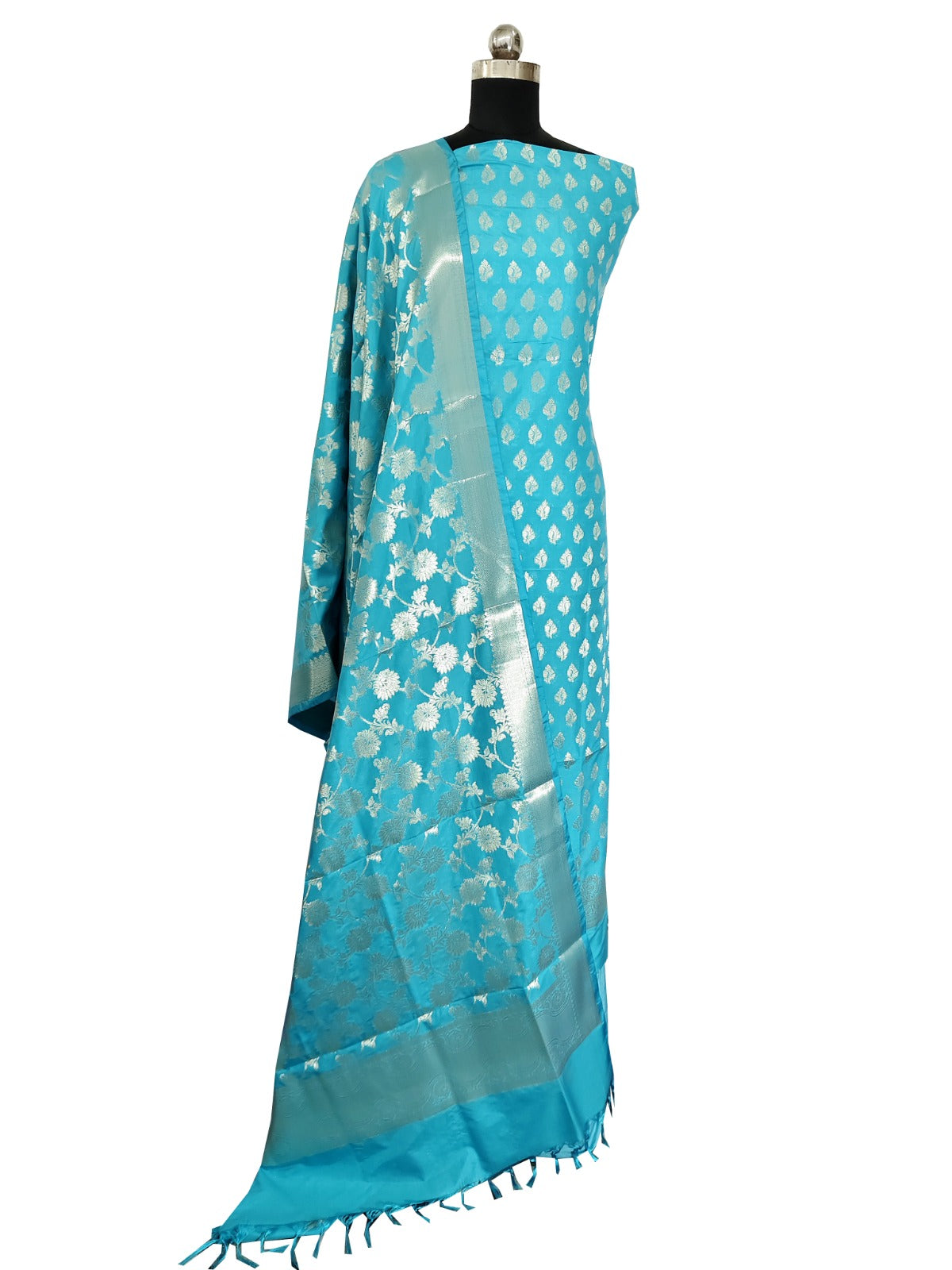 Ahamaura semi Banarasi katan zari work suit