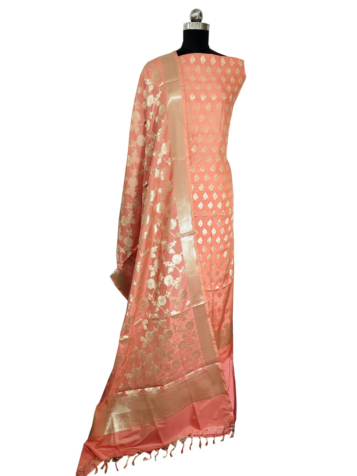 Ahamaura semi Banarasi katan zari work suit