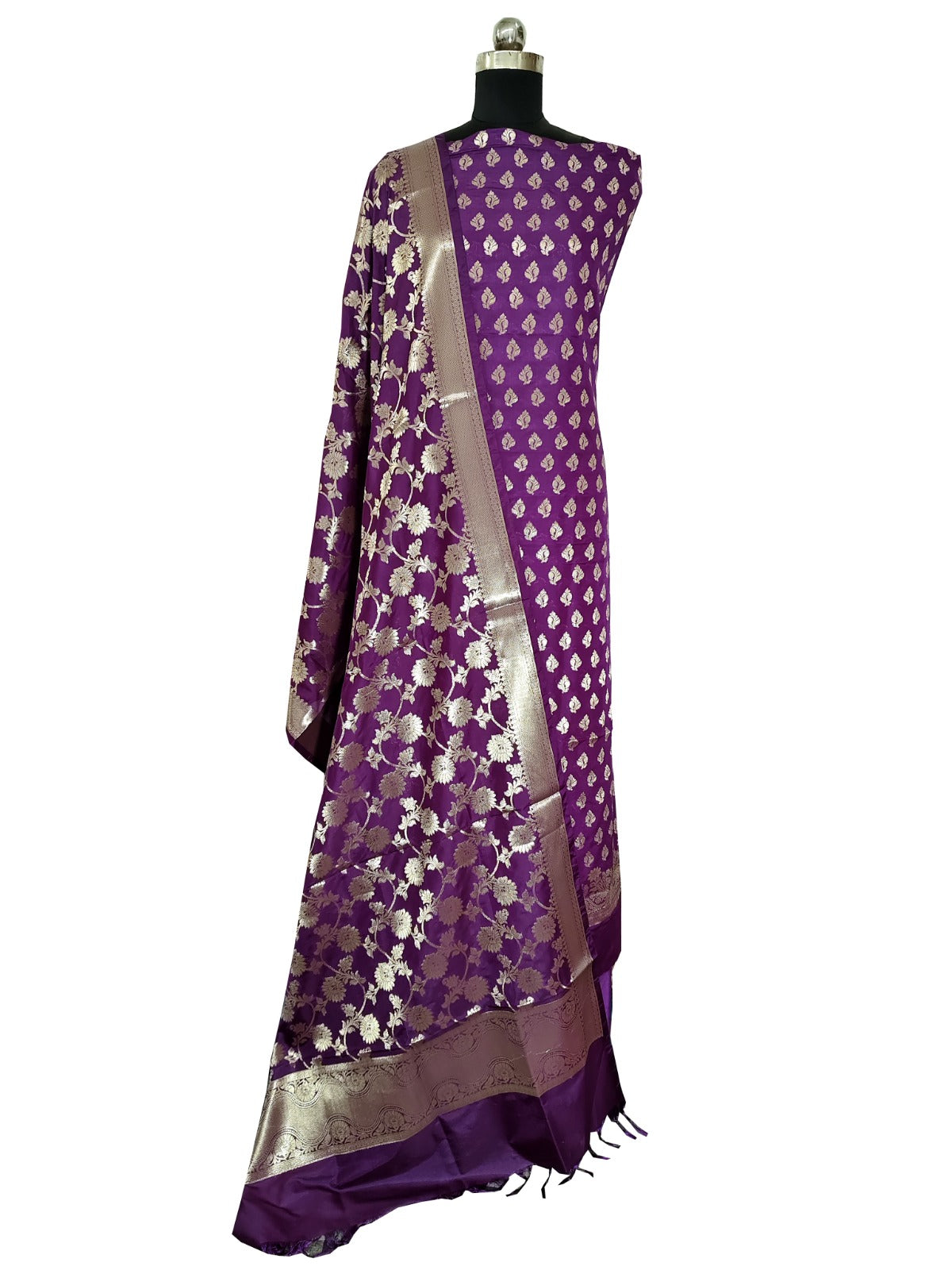 Ahamaura semi Banarasi katan zari work suit