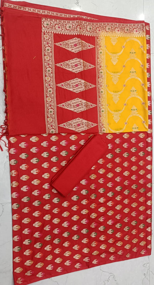 AHAMAURA BANARASI KATAN CONTRAST SUIT