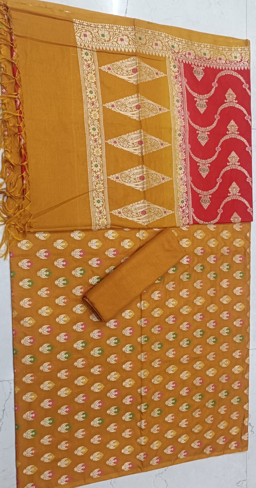 AHAMAURA BANARASI KATAN CONTRAST SUIT