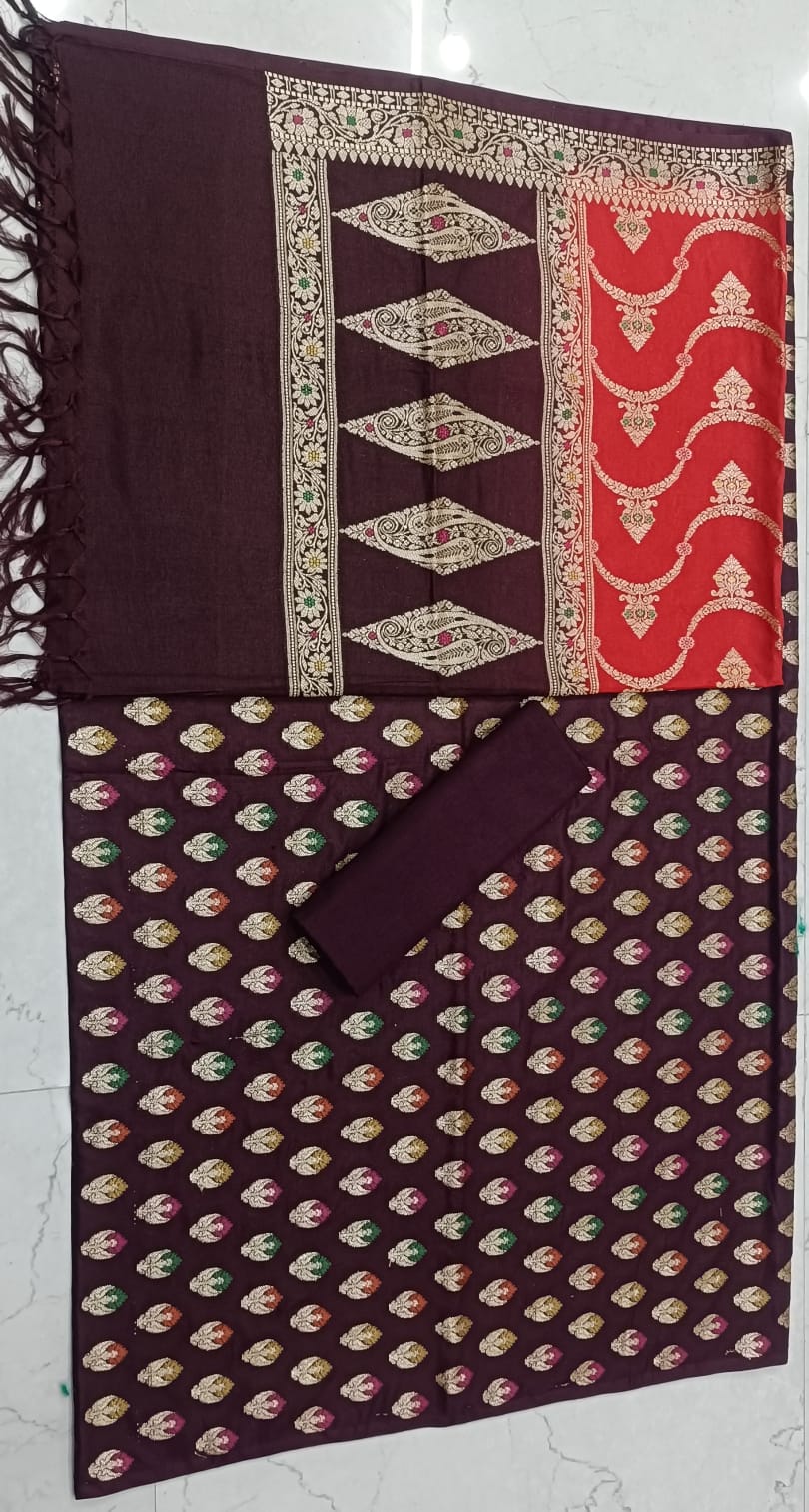 AHAMAURA BANARASI KATAN CONTRAST SUIT