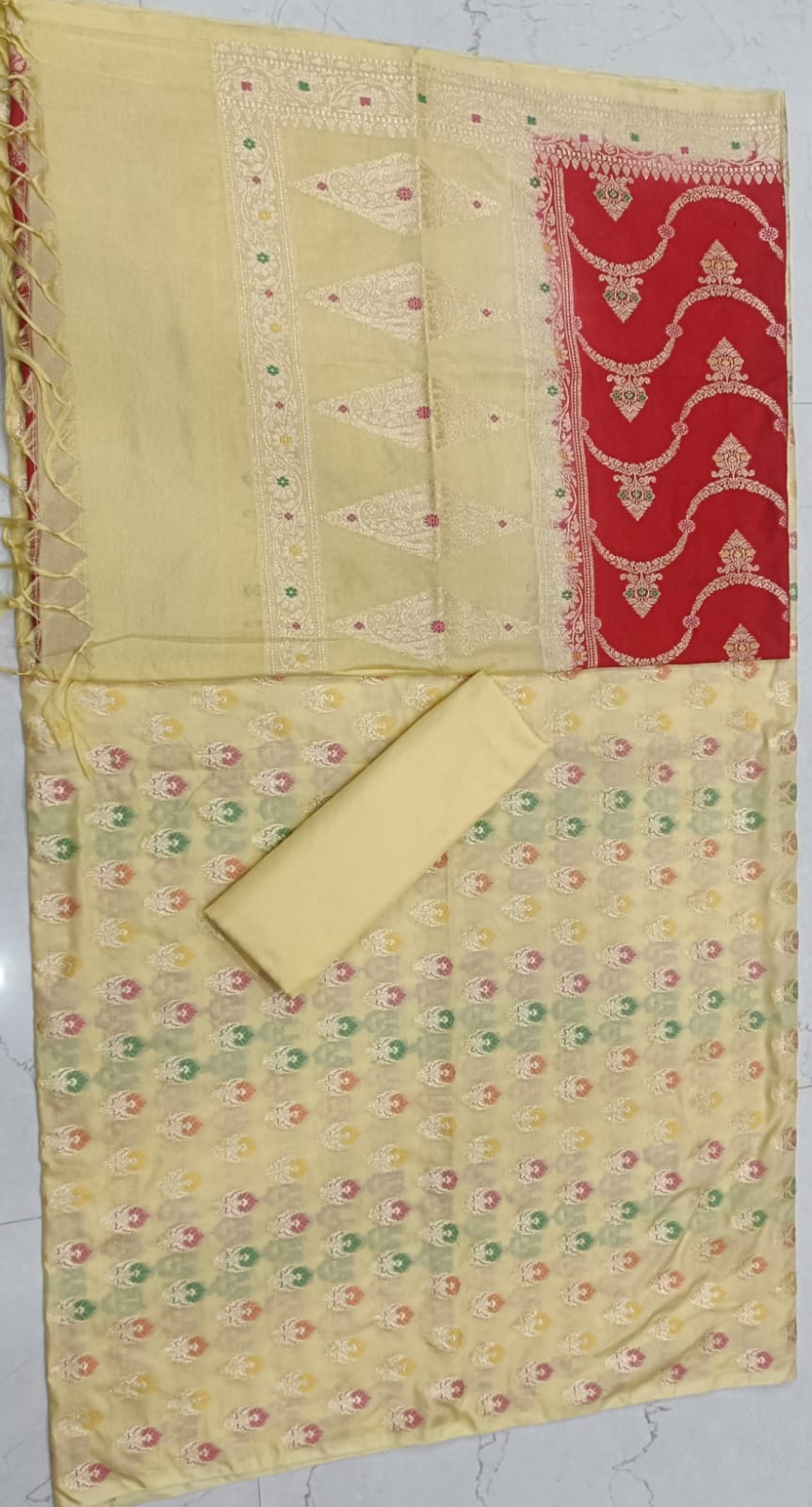 AHAMAURA BANARASI KATAN CONTRAST SUIT