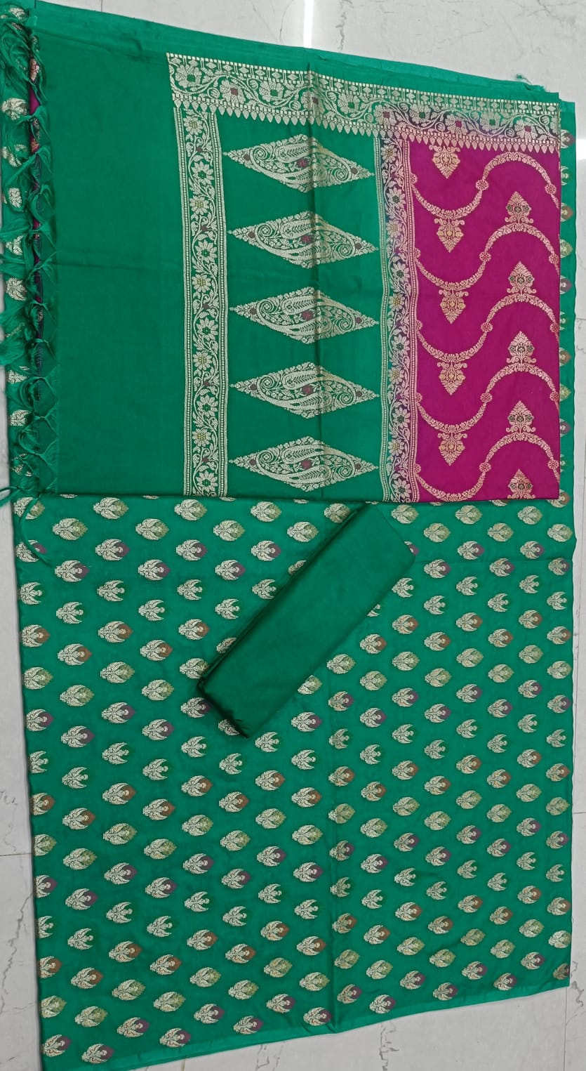 AHAMAURA BANARASI KATAN CONTRAST SUIT