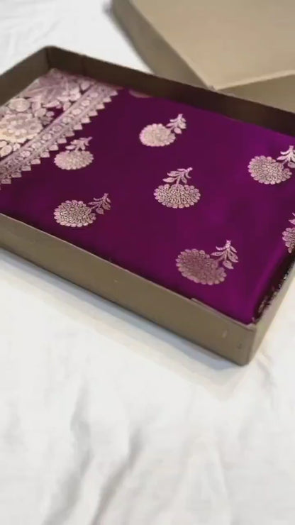 Ahamaura Banarasi Deyble Mashru Silk Saree
